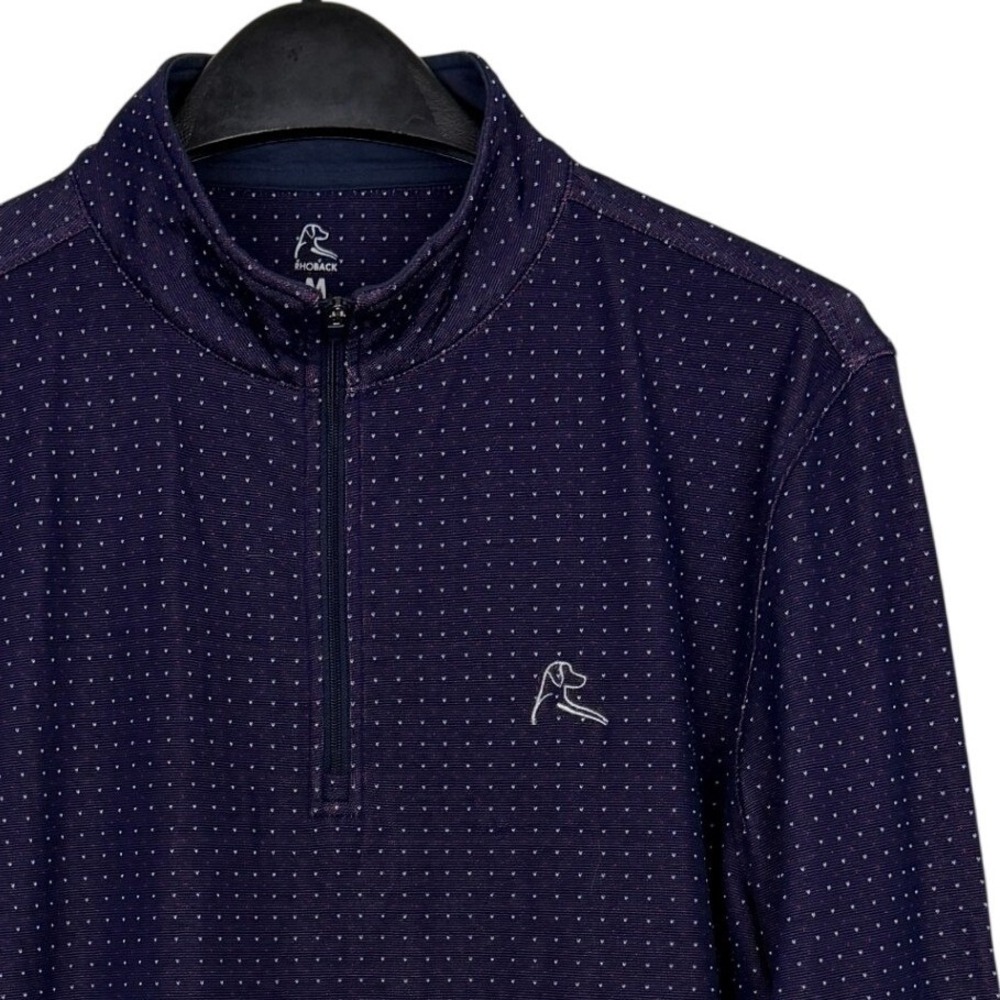 Rhoback Quarter Zip Mens M Navy Blue Polka Micro Dot Performance Pullover Golf